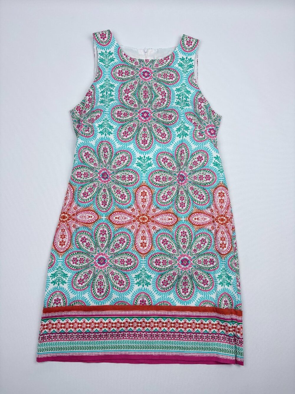 London Times Floral‎ Summer Shift Dress Colorful Easter Church Office Size 8